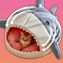 Haifisch-Höhle: Gemütliches Katzenbett mit weichem Kissen für ultimativen Schlafkomfort!